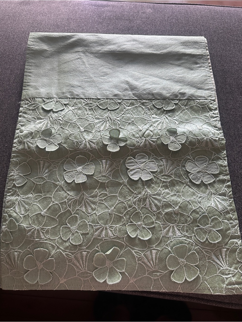 Embroidered Floral Table Runner in Pale Mint (70 Inches)